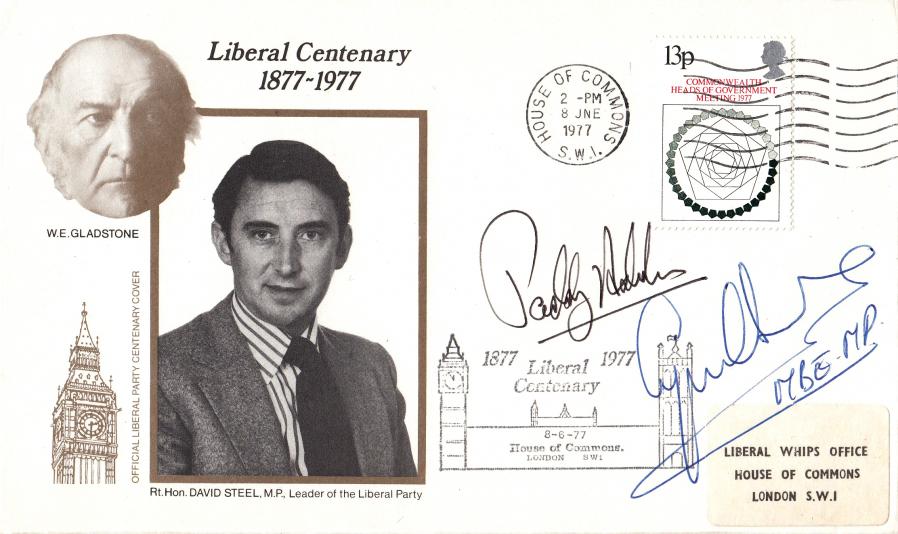 1977 (06) Commonwealth Heads of Government Meeting - Liberal Centenary Cover - Double Signed by the late Paddy Ashdown & Cyril Smith