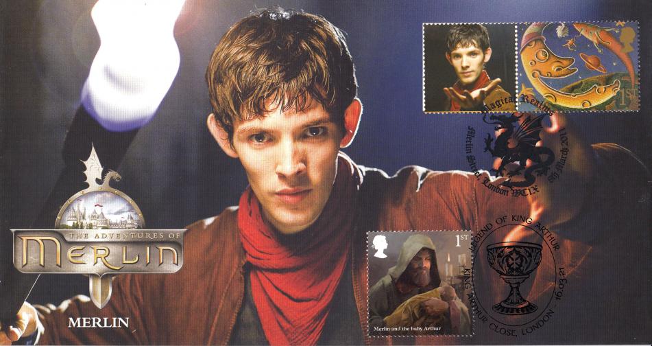 2012 (03) Legends of King Arthur - Scott 2011 Magical Realms (Merlin) Official - Doubled with the appropriate 2012 Stamp!