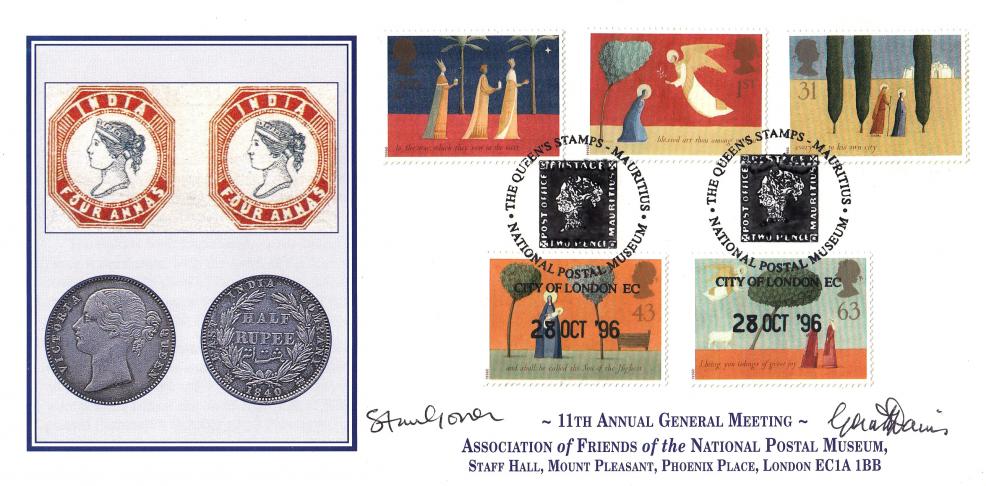 1996 (10) Christmas - Friends of the National Postal Museum Official - Double Signed