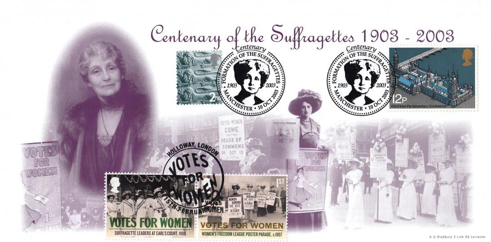 2018 (02) Votes For Women - Bradbury Suffragettes Anniversary Cover - Doubled