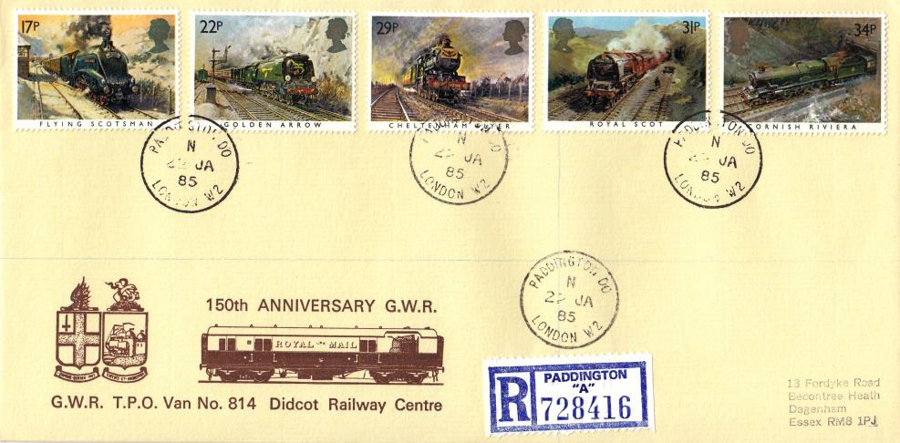 1985 (01) Trains - GWR 814 TPO Official - Paddington CDS