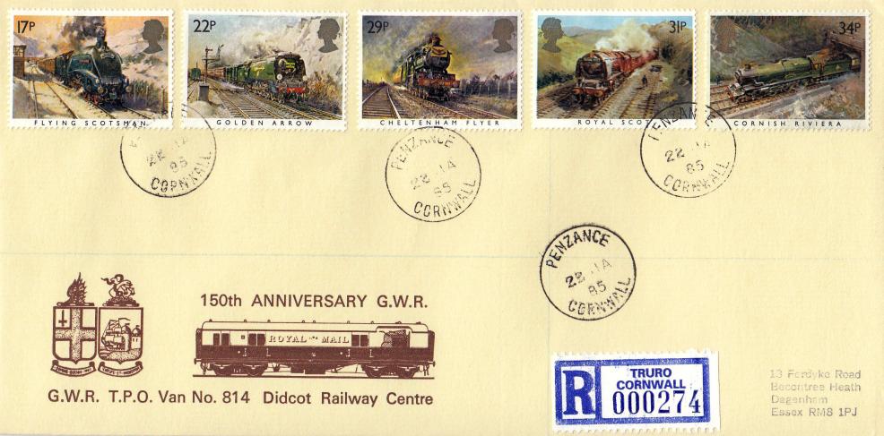1985 (01) Trains - GWR 814 TPO Official - Penzance CDS