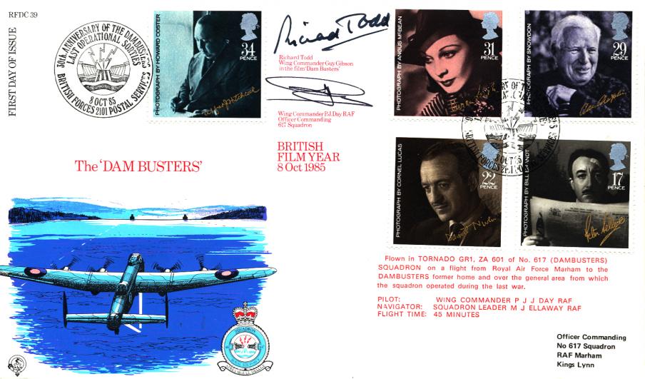 1985 (10) Films - Forces RFDC39 'The Dam Busters' Official - Signed by Richard Todd
