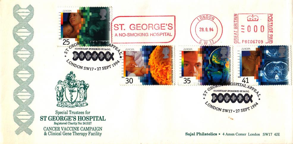 1994 (09) Medical - Sajal Philatelics Official + St Georges Hospital Meter Mark