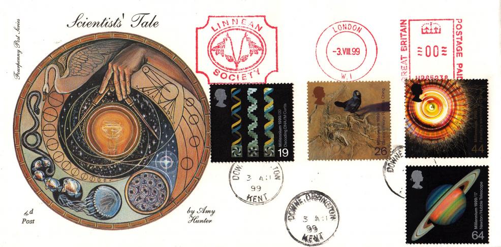 1999 (08) Scientists - 4d Post - Downe CDS + Linnean Society Meter Mark