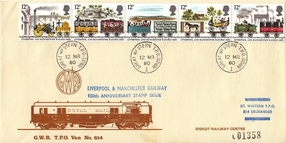 1980 (03) Liverpool & Manchester Railway - GWR TPO 814 GWR Cover - Great Western TPO Down 1 CDS (Small Steel CDS Version)