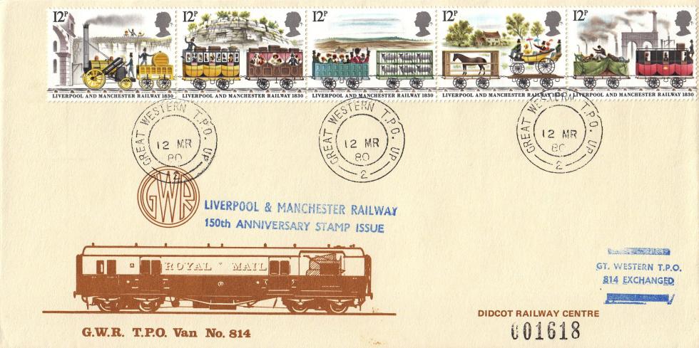 1980 (03) Liverpool & Manchester Railway - GWR TPO 814 GWR Cover - Great Western TPO UP 2 CDS (Double Ring CDS Version)