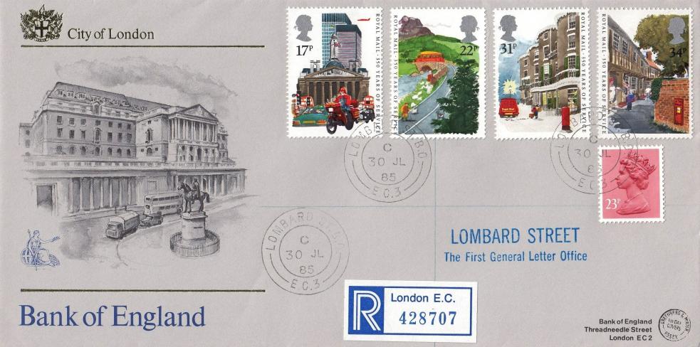 1985 (07) Royal Mail - G&P 'Bank of England' Cover - Lombard Street CDS