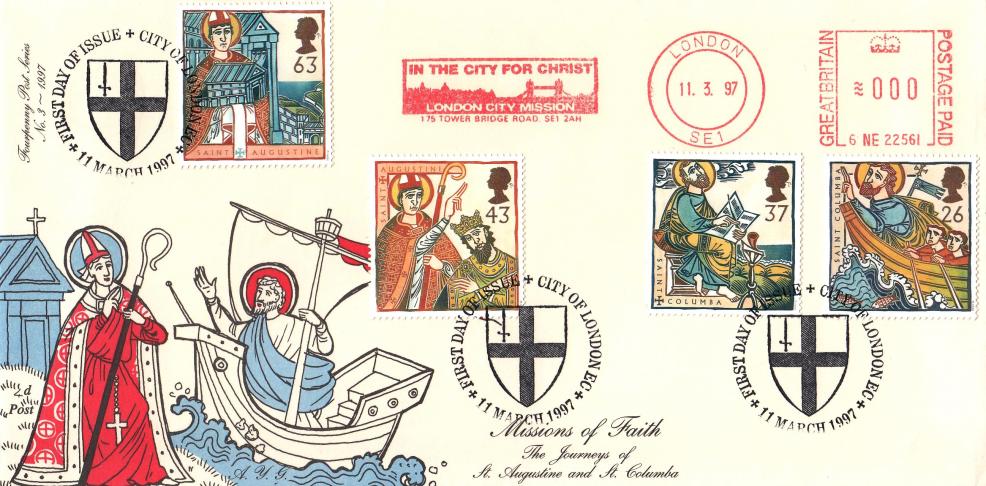 1997 (03) Missions of Faith - 4d Post - City of London (Shield) H/S + London City Mission - In The City for Christ Meter Mark