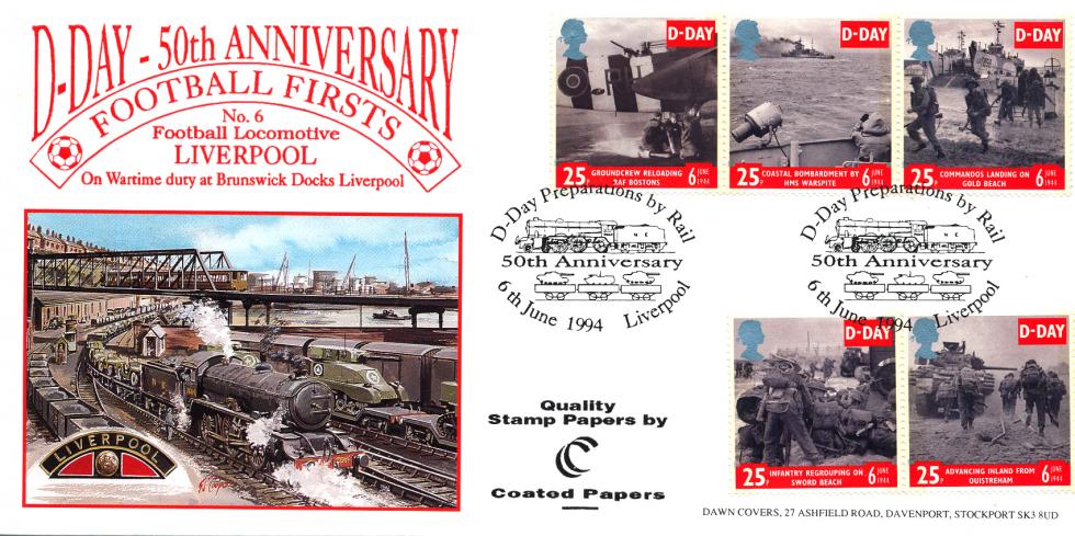 1994 (06) D-Day - Dawn Football Firsts (Liverpool No 6) D-Day by Rail Official