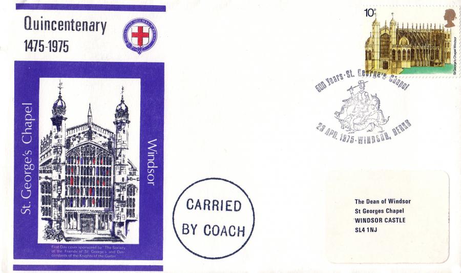 1975 (04) Architectural Heritage - St George's Chapel Official (s) - Carried by Coach Cachet