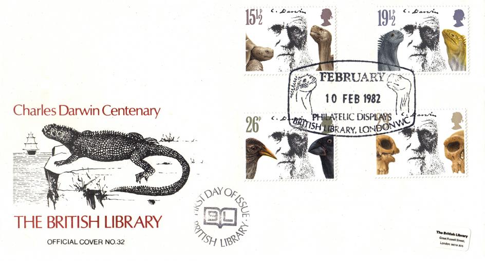 1982 (02) Charles Darwin - British Library Official (With Cachet)