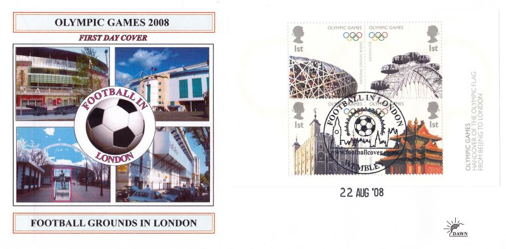 2008 (08) Olympic Handover M/S - Dawn 'Football In London' Official