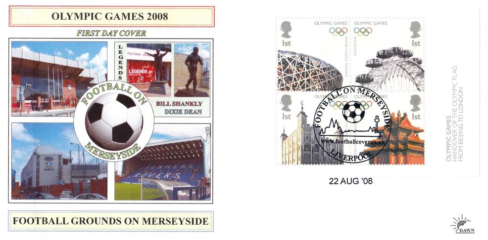 2008 (08) Olympic Handover M/S - Dawn 'Football on Merseyside' Official