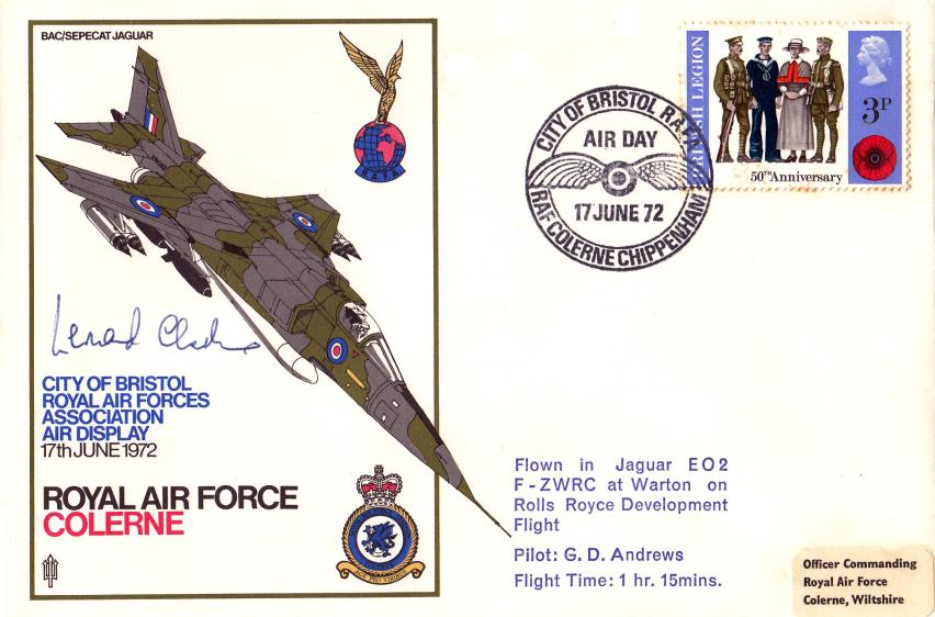 1972 RAF Colerne Forces Cover - Signed by Leonard Cheshire VC