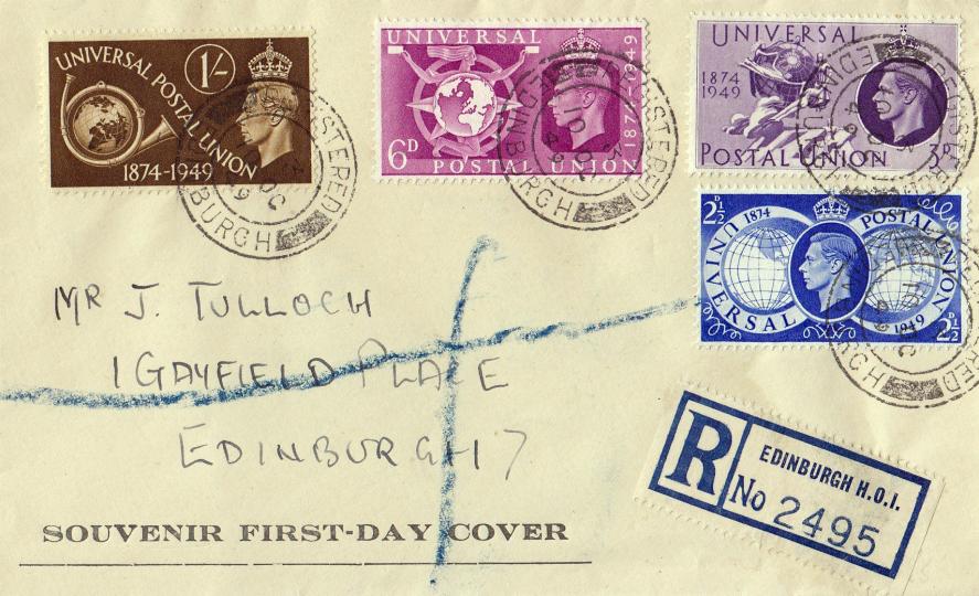 1949 (10) Universal Postal Union (UPU) - Display Text cover - Edinburgh CDS