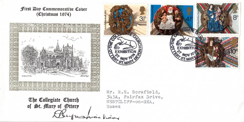 1974 (11) Christmas - Collegiate Church of St Mary of Ottery Official - Signed by the Vicar