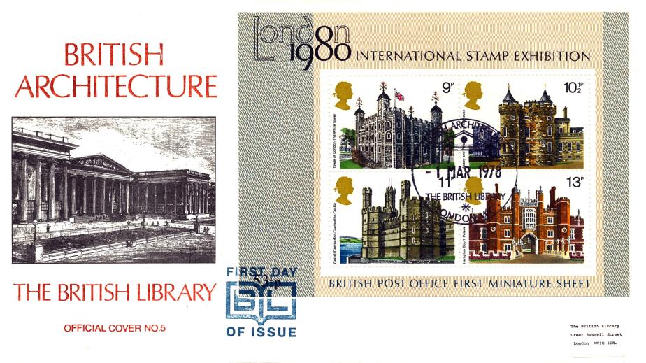 1978 (03) Buildings (M/S) - British Library Official - With BLUE Ink Cachet