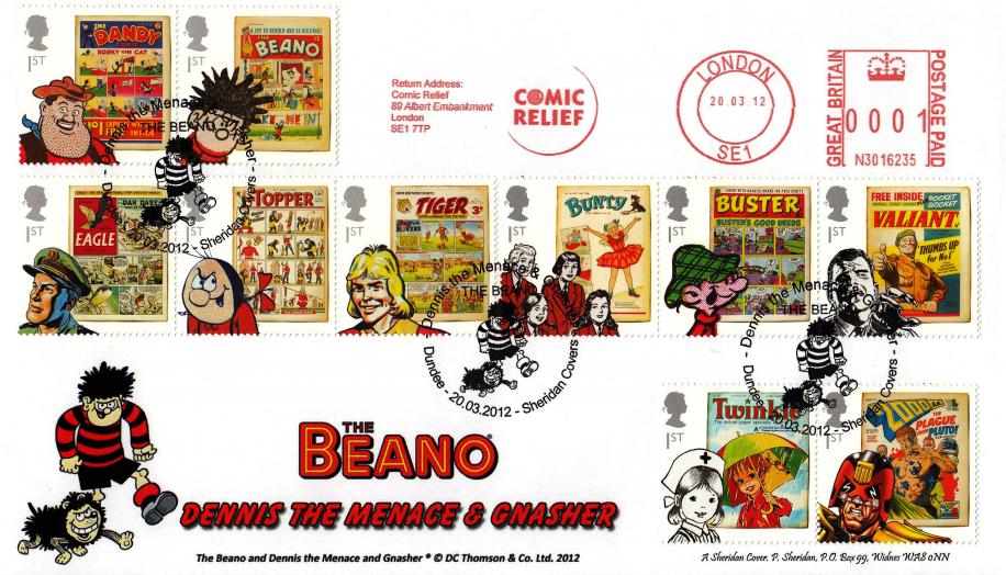 2012 (03) Comics - Sheridan 'The Beano' Official + Comic Relief Meter Mark