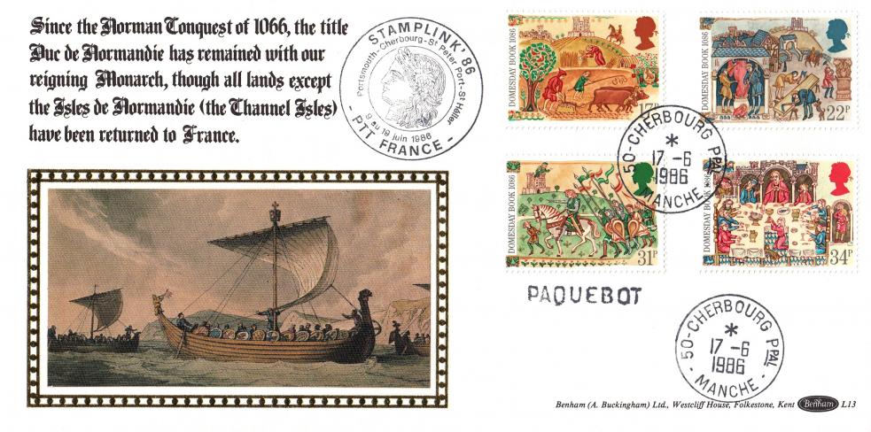 1986 (06) Medieval - Benham L13 - Cherbourg PAQUEBOT CDS