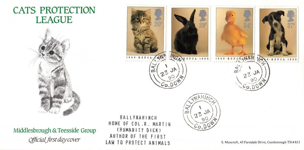 1990 (01) RSPCA - Muscroft Cats Protection League Official - Ballynahinch CDS