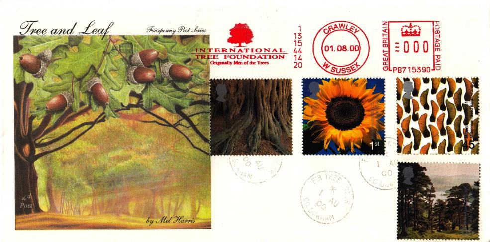 2000 (08) Tree & Leaf - 4d Post - Fir Tree CDS + International Tree Foundation Meter Mark
