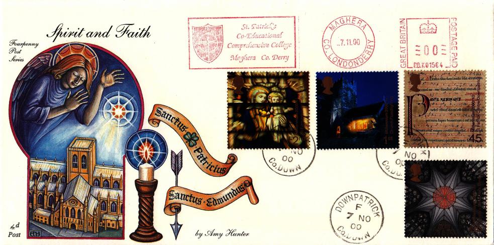 2000 (11) Spirit & Faith - 4d Post - Downpatrick CDS + St Patrick's College Meter Mark