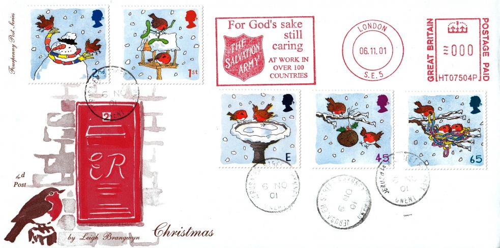 2001 (11) Christmas - 4d Post - Jerusalem Street CDS + Salvation Army Meter Mark
