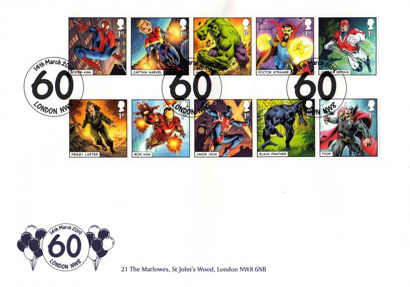 2019 (03) Marvel Super Heroes (Stamps) - Balcombe Official