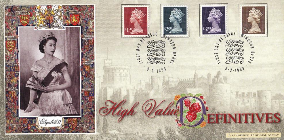 1999 (03) Machin High Values - Bradbury 'Elizabeth II' Special - Windsor 3 Lions H/S