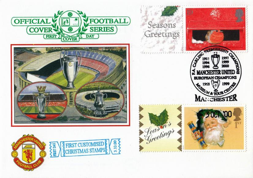 2000 (10) Generic Christmas Labels - Dawn Manchester United Official
