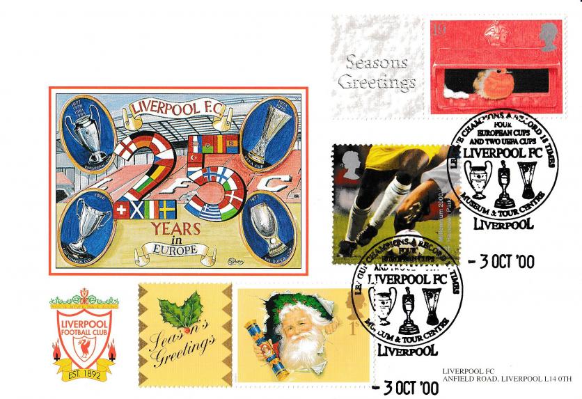 2000 (10) Generic Christmas Labels - Dawn Liverpool FC 25 Years In Europe Official