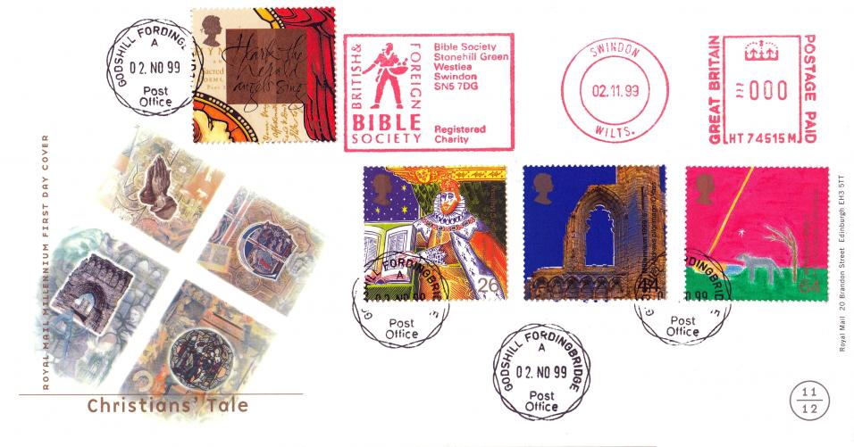 1999 (11) Christians - RM - Godshill CDS + British & Foreign Bible Society Meter Mark