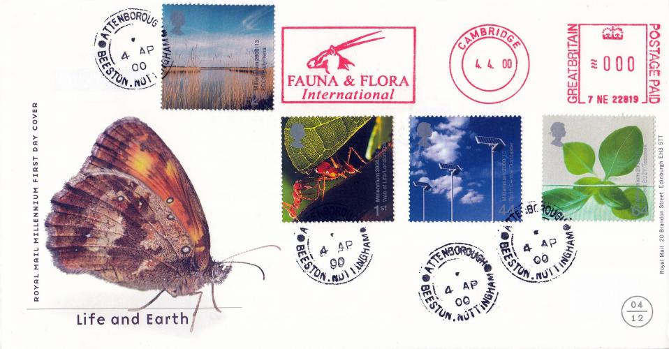 2000 (04) Life and Earth - RM - Attenborough CDS + Fauna & Flora International Meter Mark