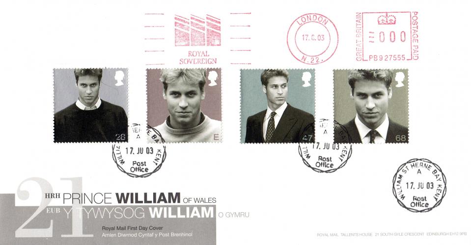 2003 (06) Prince William's 21st Birthday - RM - William St CDS + Royal Sovereign Meter Mark