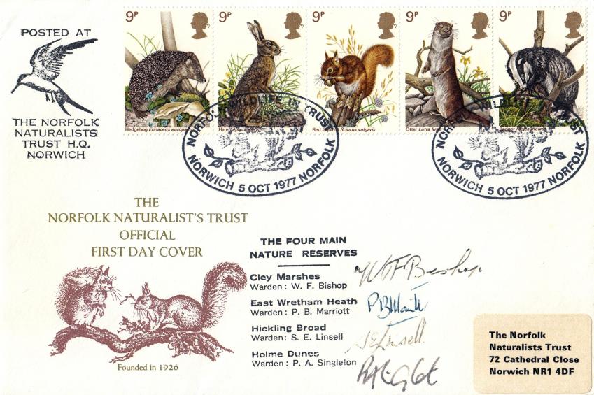 1977 (10) Wildlife - Norfolk Naturalists Trust Official - Signed by Each of the Four Wardens