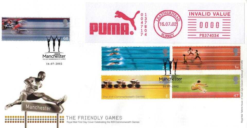 2002 (07) Commonwealth Games - RM - Manchester (Podium Arms Aloft) H/S + Puma Meter Mark
