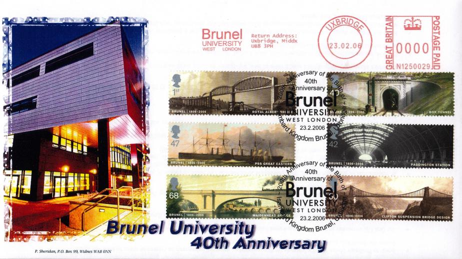 2006 (02) Brunel (Stamps) - Sheridan Official + Brunel University Meter Mark