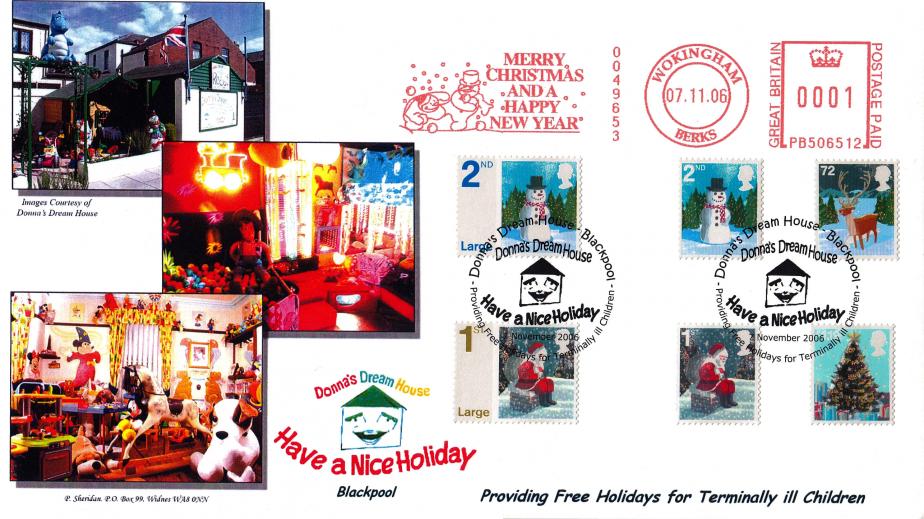 2006 (11) Christmas (Stamps) - Sheridan 'Donna's Dream House' Official + Merry Christmas And A Happy New Year Meter Mark