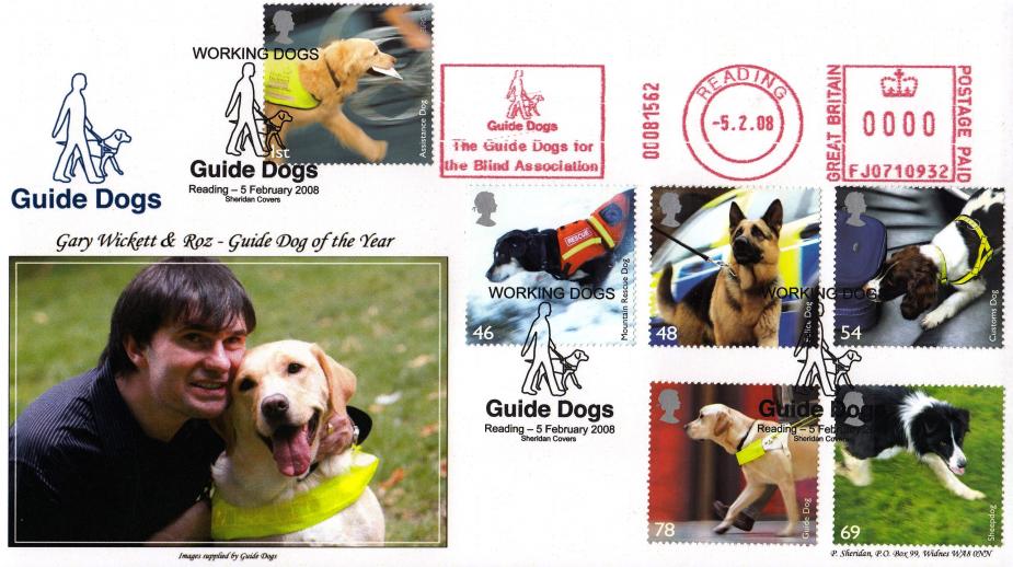 2008 (02) Working Dogs - Sheridan 'Guide Dogs' Official + The Guide Dogs For The Blind Association Meter Mark