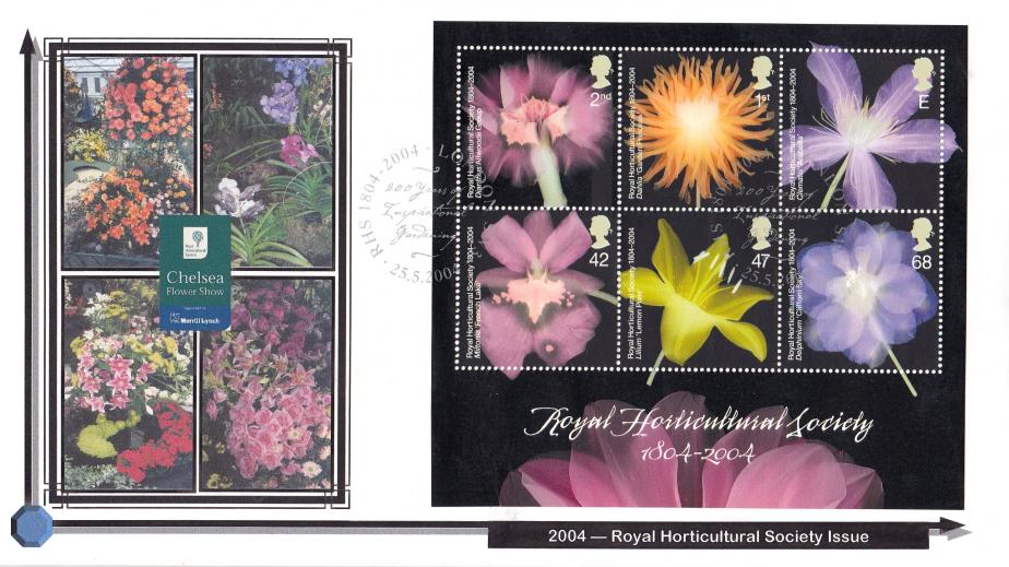 2004 (05) Royal Horticultural Society (M/S) - Privately Produced 'Chelsea Flower Show' Cover - RHS 1804-2004 London H/S