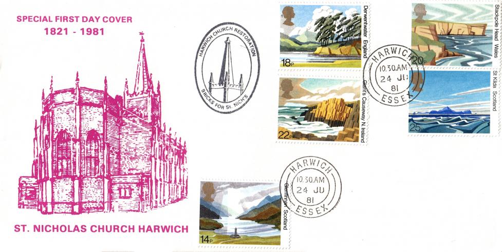 1981 (06) National Trust - St Nicholas Church, Harwich Cover - Harwich CDS