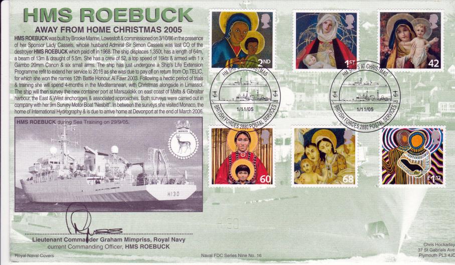 2005 (11) Christmas (Stamps) - RNCG 'HMS Roebuck' Official