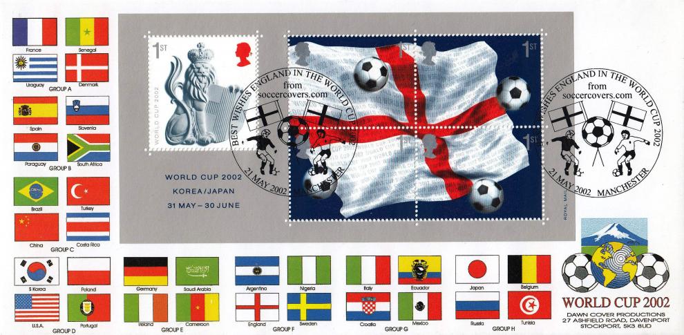 2002 (05) World Cup M/S - Dawn 'Flags' Best Wishes, Manchester Official