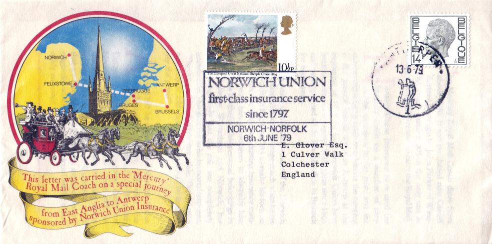 1979 (06) Horses - Norwich Union Official (s) - Doubled in Belgium (14F Stamp)