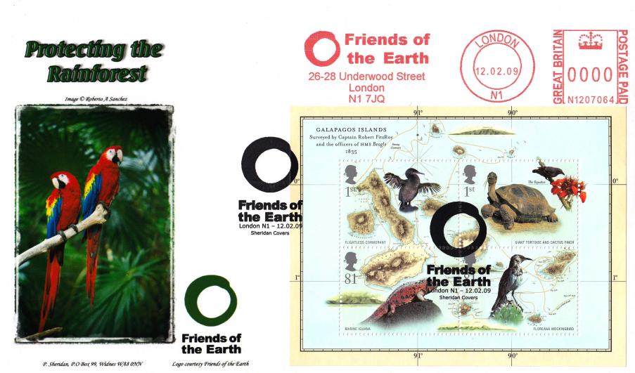 2009 (02) Charles Darwin (M/S) - Sheridan 'Friends Of The Earth' Official + Friends Of The Earth Meter Mark