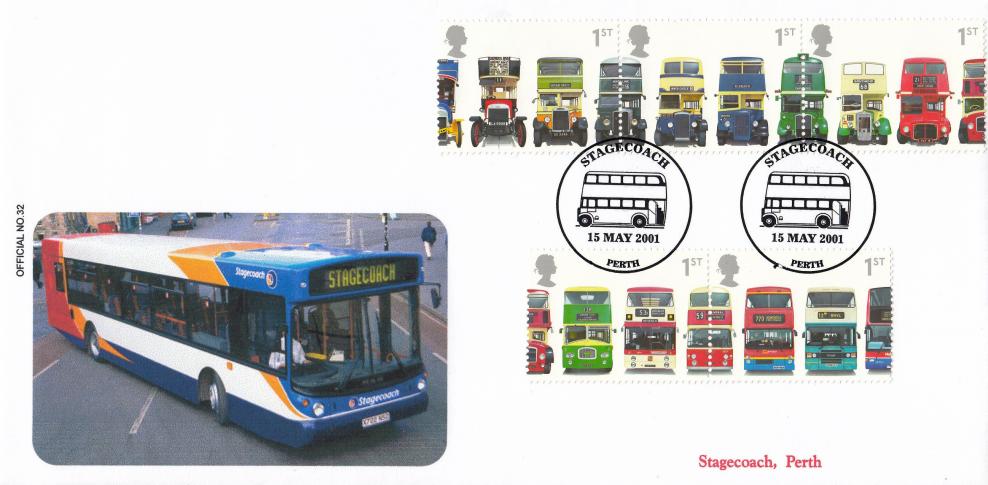 2001 (05) Buses (Stamps) - Brazier Pub Official
