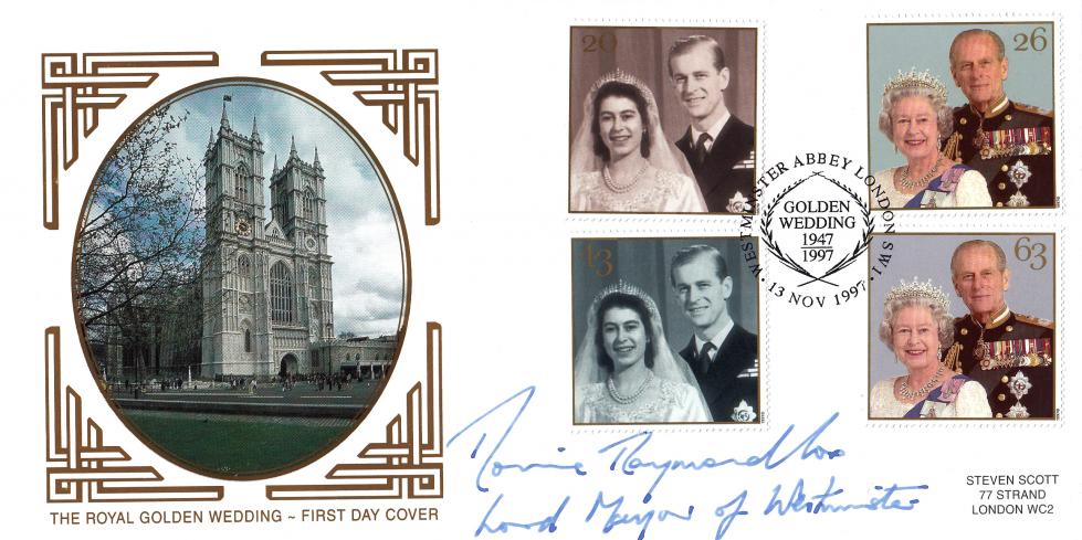 1997 (11) Golden Wedding - Scott 'Westminster Abbey' Official - Signed by the late Lord Mayor of Westminster
