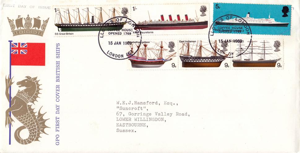 1969 (01) Ships - GPO - Lloyd's of London Coffee House H/S