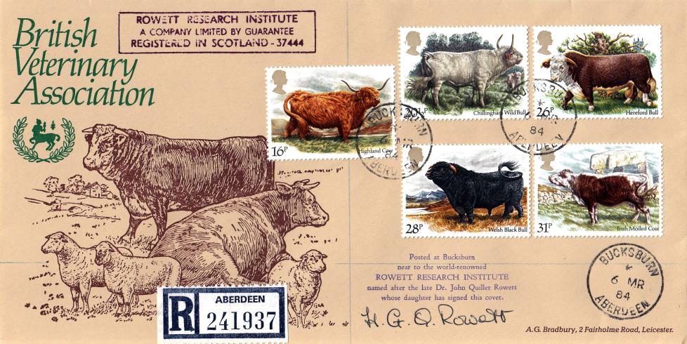 1984 (03) Cattle - Bradbury British Veterinary Association 'Special' - Buckburn CDS + Signed by H G O Rowett